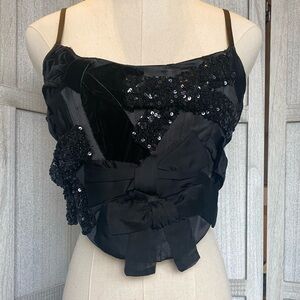 NWT $445 LoveShackFancy Bow Bustier Top Black Size 2
